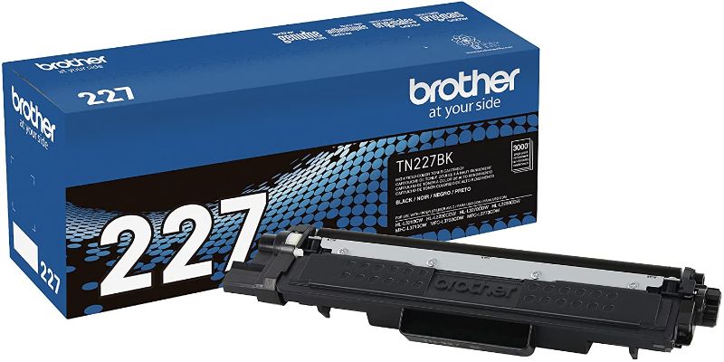 Photo 1 of Brother Genuine TN227, TN227BK, High Yield Toner Cartridge, Replacement Black Toner, Page Yield Up to 3,000 Pages, TN227BK, Amazon Dash Available
