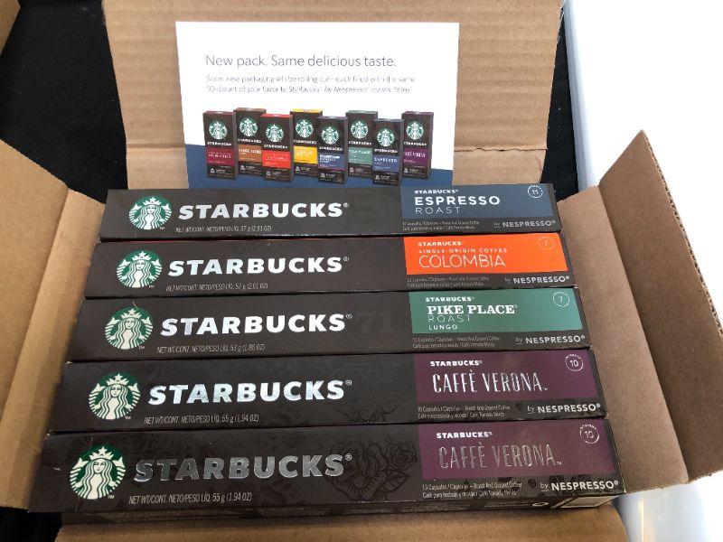 Photo 2 of Starbucks by Nespresso, Intense Variety Pack (50-count single serve capsules, 10 of each flavor, compatible with Nespresso Original Line System) FRESHEST BY 1/5/2022
