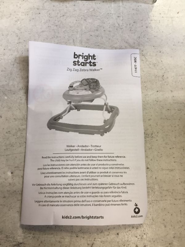 Photo 1 of Bright Starts Zig Zag Zebra Baby Walker with Activity Station	