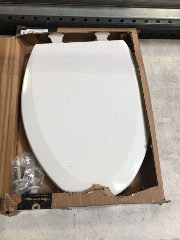 Photo 2 of Bemis 1500EC 390 Lift-Off Wood Elongated Toilet SEAT, Cotton White