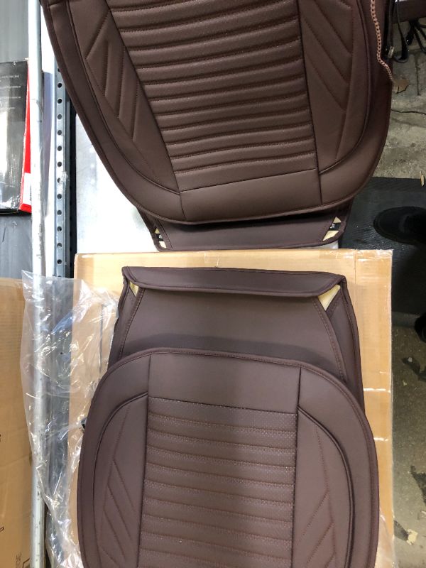 Photo 4 of AOOG Leather Car Seat Covers, Leatherette Automotive Vehicle Cushion Cover for Cars SUV Pick-up Truck, Universal Non-Slip Vehicle Cushion Cover Waterproof Protectors Interior Accessories, Front Pair