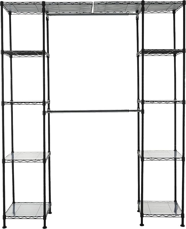 Photo 1 of AmazonBasics basics expandable closet organizer - 14 x 58 expands to 63 x 72, black