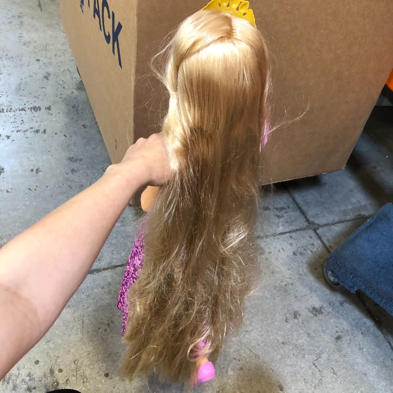 Photo 4 of Disney Princess Rapunzel 32" Playdate, My Size Articulated Doll, Comes with Brush to Comb Her Long Golden Locks, Movie Inspired Purple Dress, Removable Shoes & A Tiara
