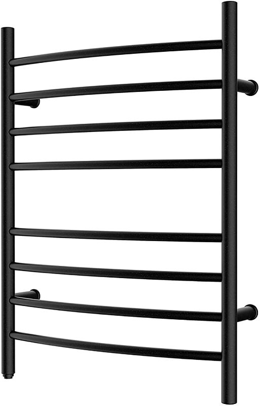 Photo 1 of HEATGENE Towel Warmer 8 Bar Plug-in Curved Bath Towel Heater Towel Warmer for Bathroom Plug-in Drying Rack Matte Black
