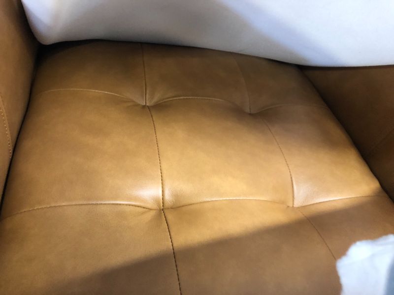 Photo 3 of Amazon Brand – Rivet Cove Mid-Century Modern Tufted Leather Accent Chair, 32.7"W, Caramel