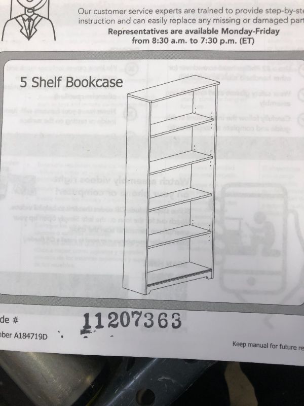 Photo 1 of 5 Shelf Bookcase White 