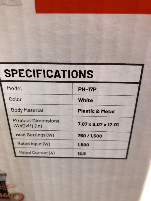 Photo 1 of PELONIS PH-17P 1500W Fast Heating, Programmable Thermostat, Easy Control, Widespread Oscillation, Over Heating Tip-Over Switch Protection, 360-Degree Surround Fan Forced Heater