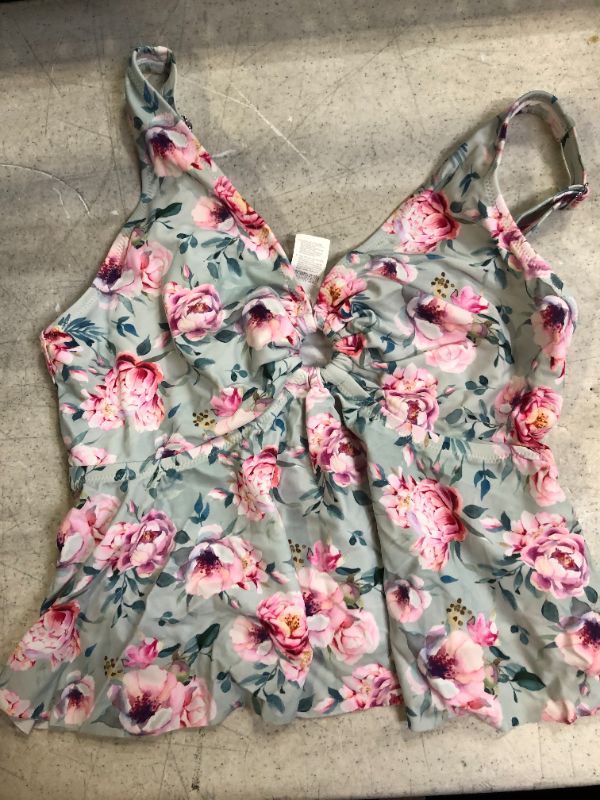 Photo 1 of Floral Plus Size Ruffle Tankini Top size 1 extra 
