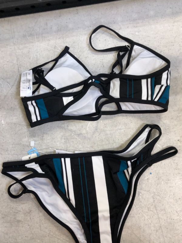Photo 3 of Blue White And Black Striped Bikini size medium 
