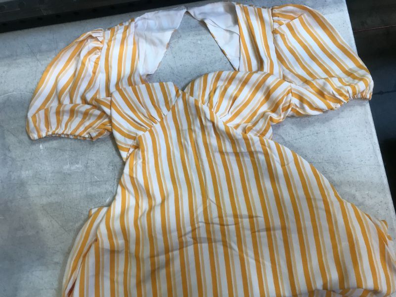 Photo 2 of Aubrielle Yellow Striped Tie Back Dress size small