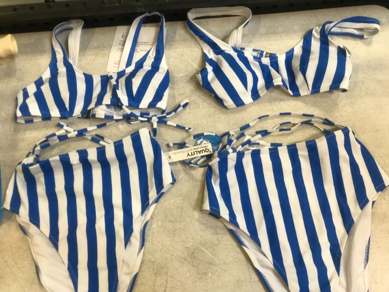 Photo 2 of Blue And White Striped High Waisted Bikini size small