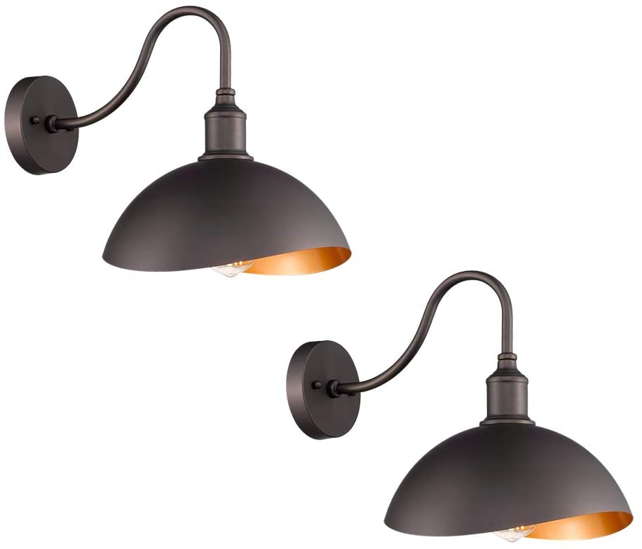 Photo 1 of Emliviar Gooseneck Barn Lights 2 Pack, Vintage Farmhouse Wall Sconces, Oil Rubbed Bronze Finish, 1902M-2 WD ORB
