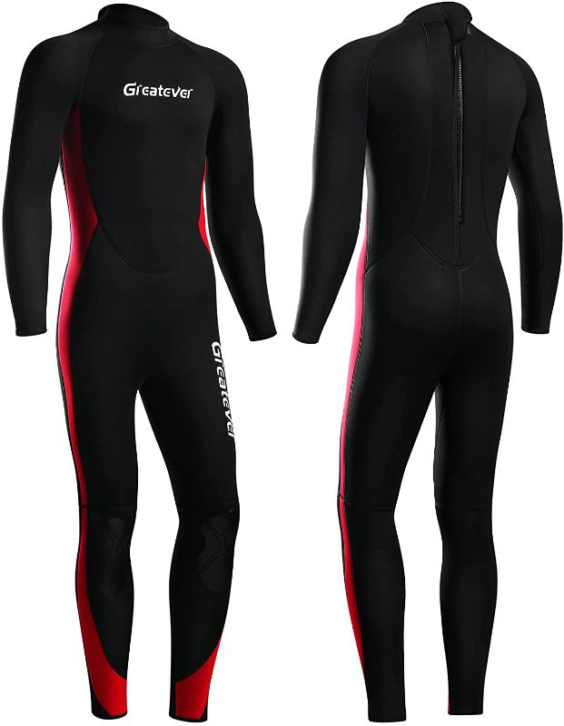 Photo 1 of Greatever Wetsuit for Men Women,3mm Neoprene Full Body Keep Warm Long Sleeve Back Zip Full Scuba Diving Suit UV Protection,for Surfing Snorkeling Kayaking Water Sports
Size: S