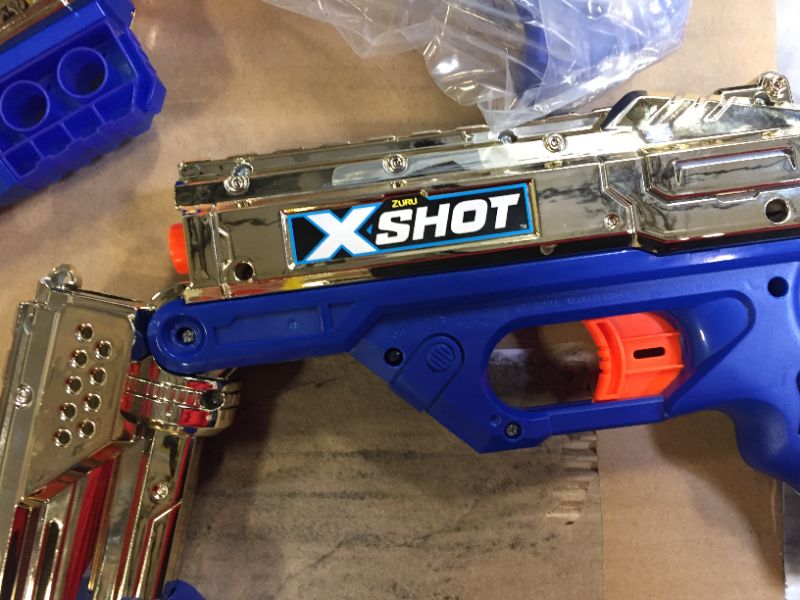 Photo 3 of XShot X-Shot-EXCEL-Combo Pack Golden Hawk Eye/Reflex 6 and Double Kickback(6Cans,48Darts) Mail Box by Zuru, Multicolor (36485-S001)
