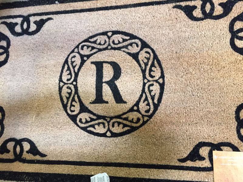 Photo 4 of A1HC Natural Coir Monogrammed Door Mat for Front Door, 24x39, Anti-Shed Treated Durable for Outdoor Entrance, Heavy Duty, Low Profile Door Mat, Easy to Clean, Long Lasting, Front Porch Entry Rug
