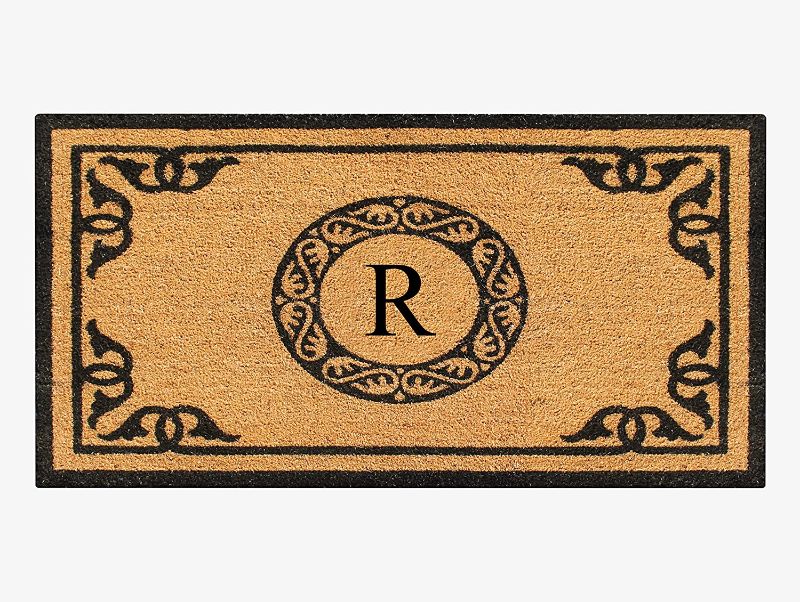 Photo 1 of A1HC Natural Coir Monogrammed Door Mat for Front Door, 24x39, Anti-Shed Treated Durable for Outdoor Entrance, Heavy Duty, Low Profile Door Mat, Easy to Clean, Long Lasting, Front Porch Entry Rug
