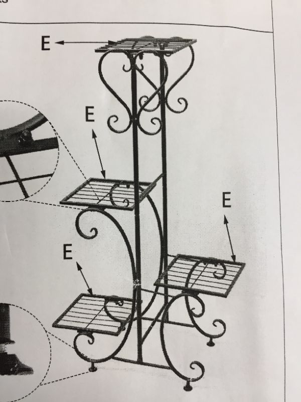 Photo 5 of 4 Pots Wrought Iron Rustproof Plant Stand Shelf Elegant Art Flower Holder Rack
