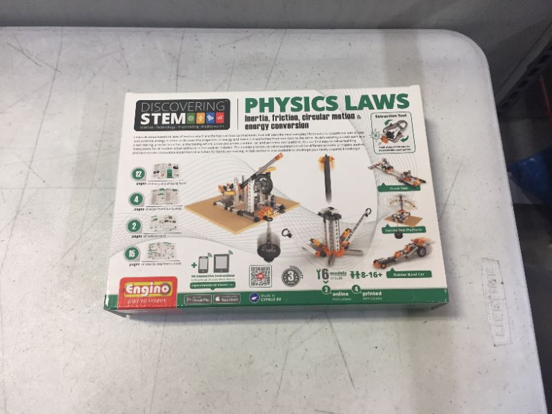 Photo 1 of Engino ENG-STEM902 Physics Laws-Inertia, Friction, Circular Motion and Energy Conservation Building Set (118 Piece) Blue
