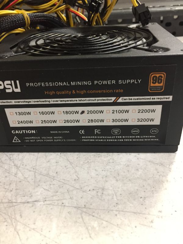 Photo 2 of 2000W Mining Power Supply Support 8 GPUs GPU Mining Rig, ETH Miner, Active PFC, PC 2000W Mining Power Supply PSU for 8 GPU ETH Rig Ethereum Miner Designed 110V-220V
