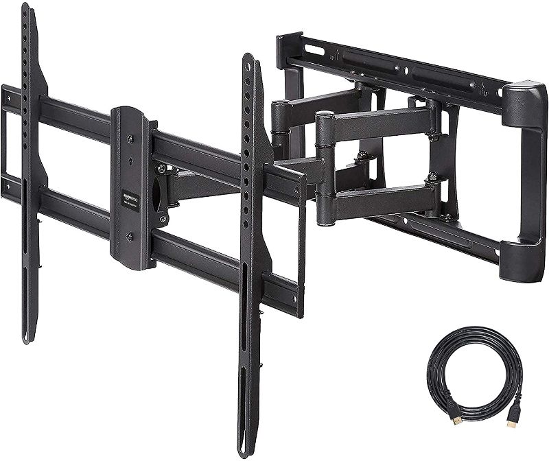 Photo 1 of Amazon Basics Heavy-Duty Dual Arm, Full Motion Articulating TV Mount for 37-80 inch TVs up to 132 lbs, fits LED LCD OLED Flat Curved Screens
