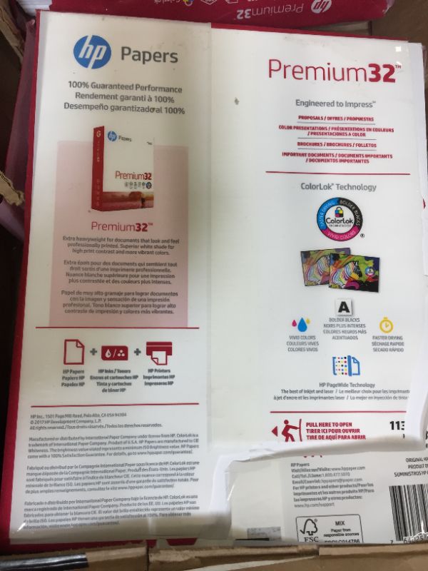 Photo 1 of hp Paper Printer | 8.5 x 11 Paper | Premium 32 lb | 1 Ream - 500 Sheets | 100 Bright | Made in USA - FSC Certified | 113100R
