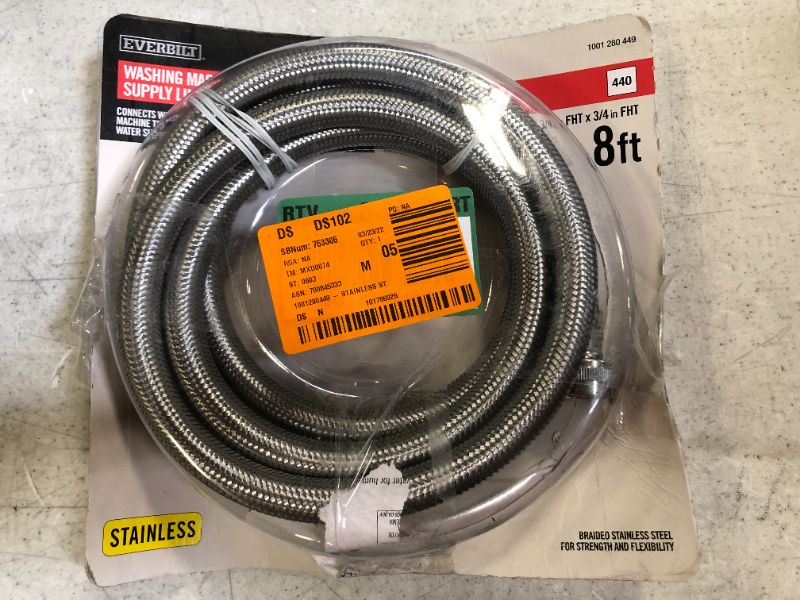 Photo 2 of 3/4 in. x 3/4 in. x 96 in. Stainless Steel Washing Machine Hose