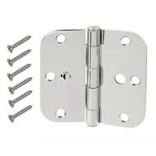 Photo 1 of 3-1/2 in. Chrome 5/8 in. Radius Security Door Hinges Value Pack (3-Pack)
