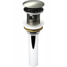 Photo 1 of 1-5/8 in. Brass Bathroom and Vessel Sink Push Pop-Up Drain Stopper With Overflow in Brushed Nickel
