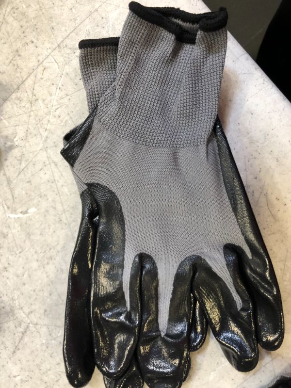 Photo 1 of 15 count work gloves color black and grey size large 