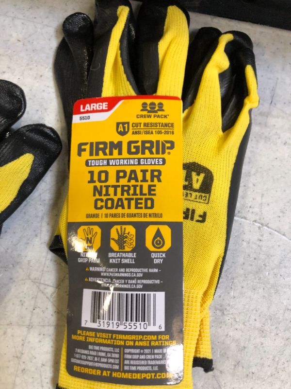 Photo 2 of Large Nitrile Coated Work Gloves (9 Pair)--only 9 