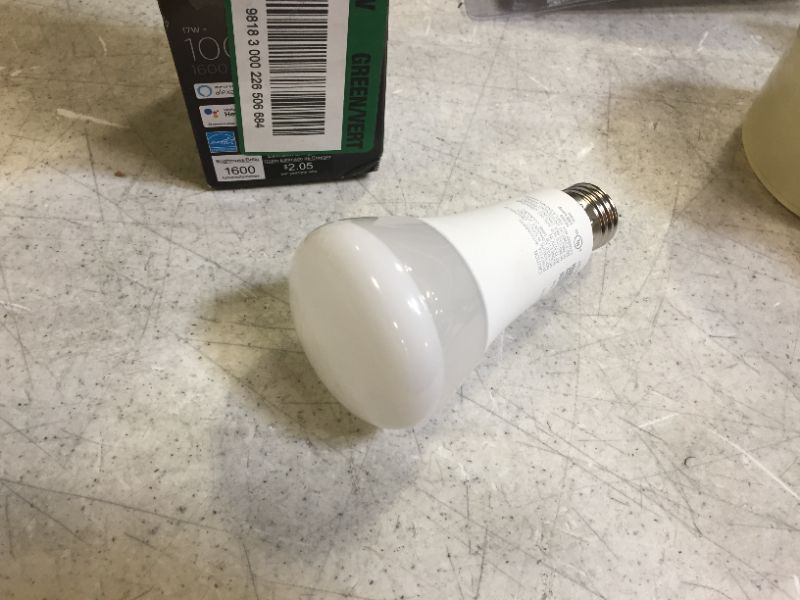 Photo 1 of White A21 100W Equivalent Dimmable Smart LED Light Bulb with Bluetooth
