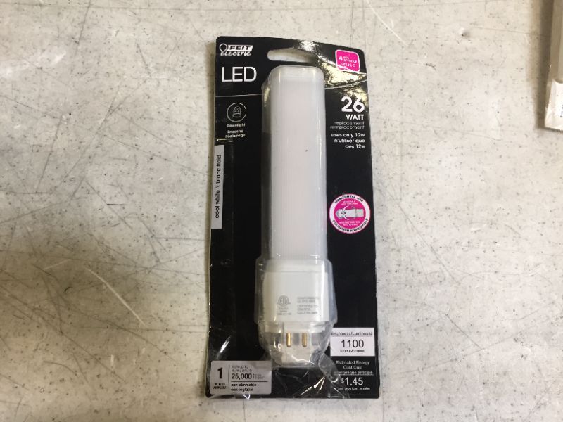 Photo 1 of 26-Watt Equivalent PL Horizontal CFLNI 4-Pin Plug-in GX24Q-3 Base CFL Replacement LED Light Bulb, Cool White 4100K
