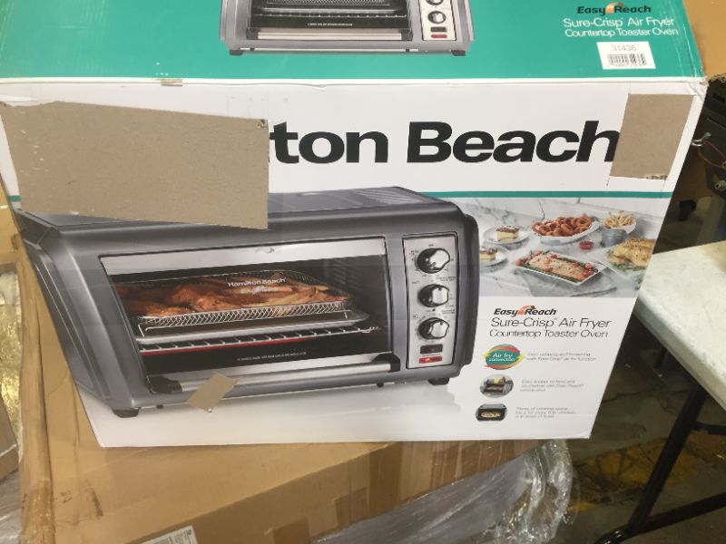 Photo 4 of Hamilton Beach 31436 Sure-Crisp Air Fryer Countertop Toaster Oven, 6 Slice, Fits 12” Pizza, 1500W, Easy-Reach Access Door, Powerful Circulation, GREY
