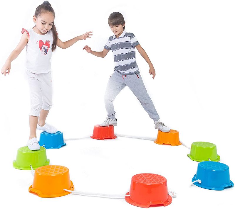 Photo 1 of Milliard Kid's Stepping Balance Buckets 6-Pack with Blue, Red, Yellow with Pads
