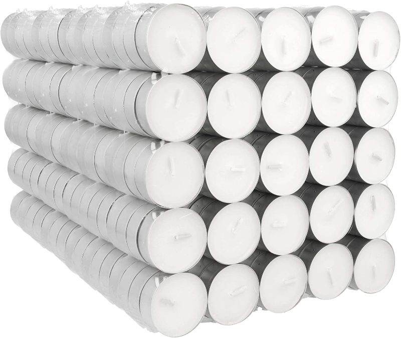Photo 1 of Amazon Basics 400-Pack Unscented Tealight Candles - 4 Hour Burn Time - White