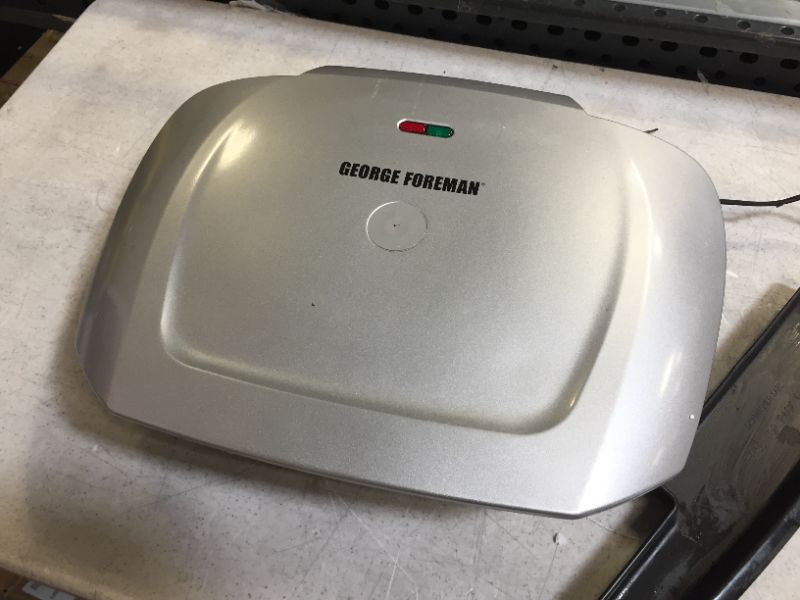 Photo 2 of George Foreman 9-Serving Basic Plate Electric Grill and Panini Press, 144-Square-Inch, Platinum, GR2144P
