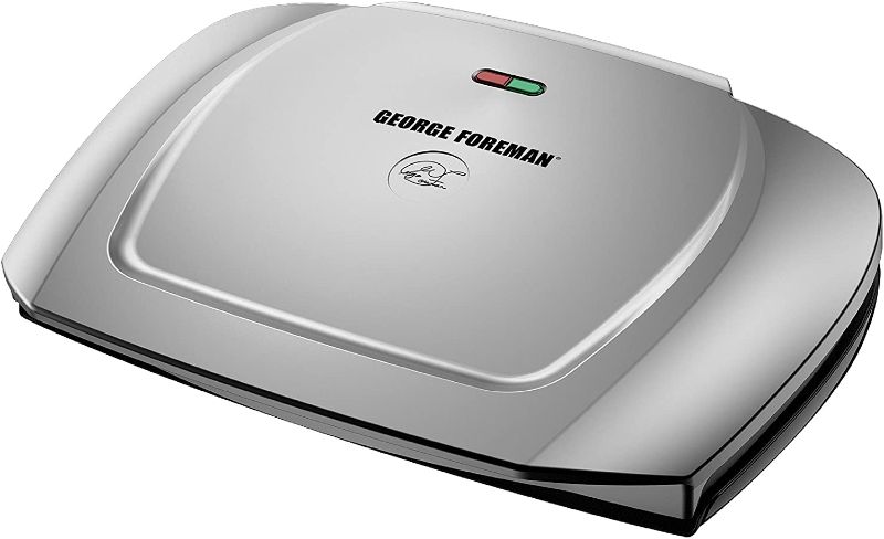 Photo 1 of George Foreman 9-Serving Basic Plate Electric Grill and Panini Press, 144-Square-Inch, Platinum, GR2144P
