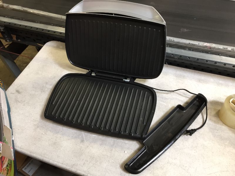 Photo 3 of George Foreman 9-Serving Basic Plate Electric Grill and Panini Press, 144-Square-Inch, Platinum, GR2144P
