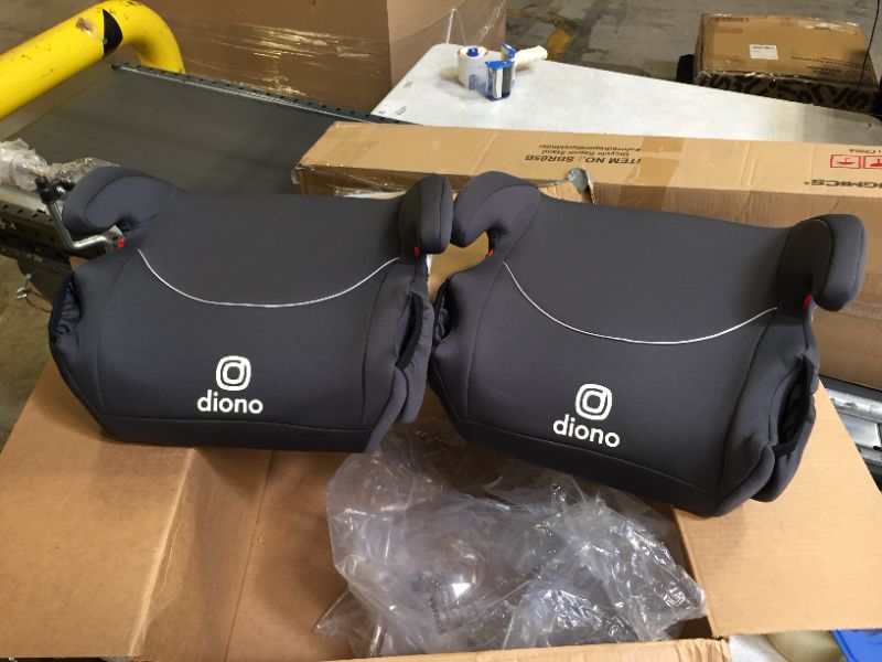 Photo 2 of Diono Solana, No Latch, Pack of 2 Backless Booster Car Seats, Lightweight, Machine Washable Covers, Cup Holders, Charcoal Gray
