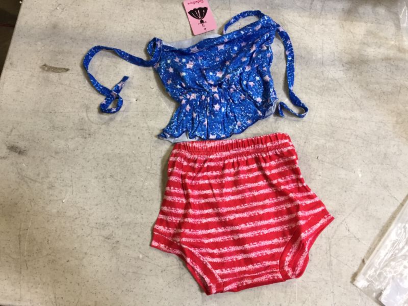 Photo 1 of Tiny Cutey Red/Blue Toddler Girl Summer Clothes