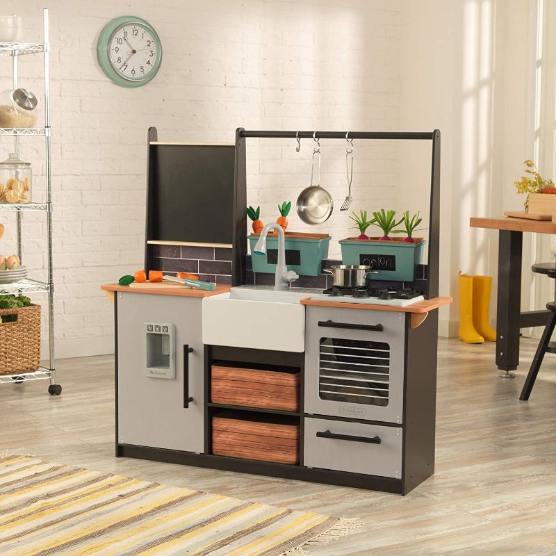 Photo 2 of KidKraft Wooden Farm to Table Play Kitchen with EZ Kraft Assembly, Lights & Sounds, Ice Maker and 18 Accessories, Gift for Ages 3+ Large
