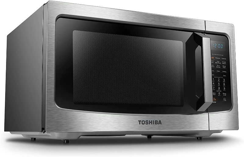 Photo 1 of Toshiba ML-EC42P(SS) Multifunctional Microwave Oven with Healthy Air Fry, Convection Cooking, Smart Sensor, Easy-to-Clean Interior and ECO Mode, 1.5 Cu.ft, Black Stainless Steel
