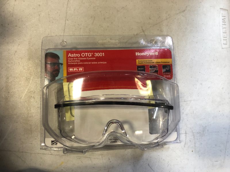 Photo 1 of Honeywell Astro OTG 3001 Safety Eyewear, Over-The-Glass Style, Black Frame, Clear Lens, Scratch-Resistant Hardcoat Lens Coating