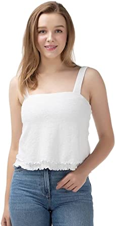 Photo 1 of ARMADIO Women's Ruffle Cami l Summer Sleeveless Cami Tops l Tank Top Shoulder Strap Vest
