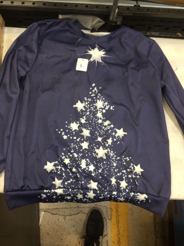 Photo 1 of Christmas Tree Star Long Sleeve Blue L  