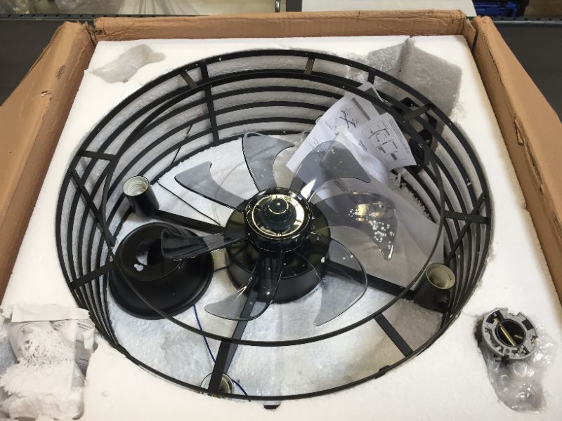 Photo 1 of caged enclosed ceiling fan with light 3 speeds adjustable low profile celiling
