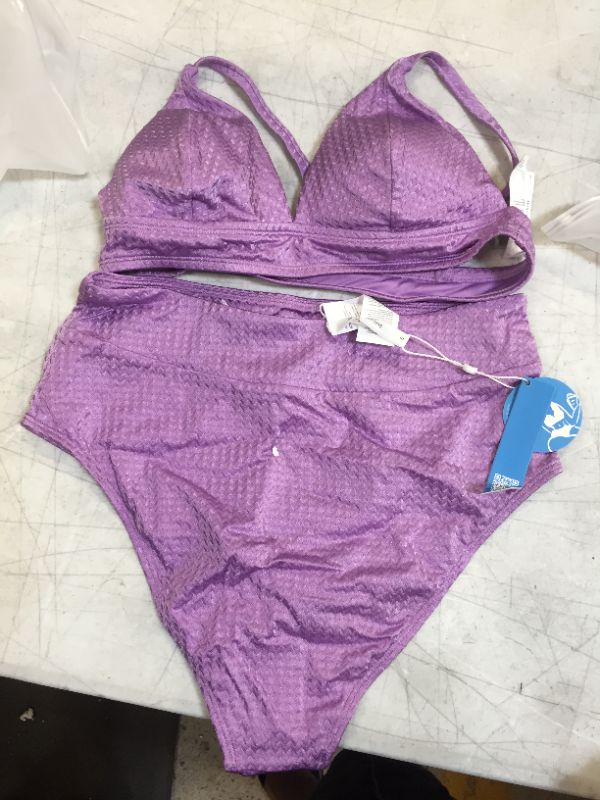 Photo 2 of Amiya Purple V-Neck Criss Cross High Waisted Bikini S
