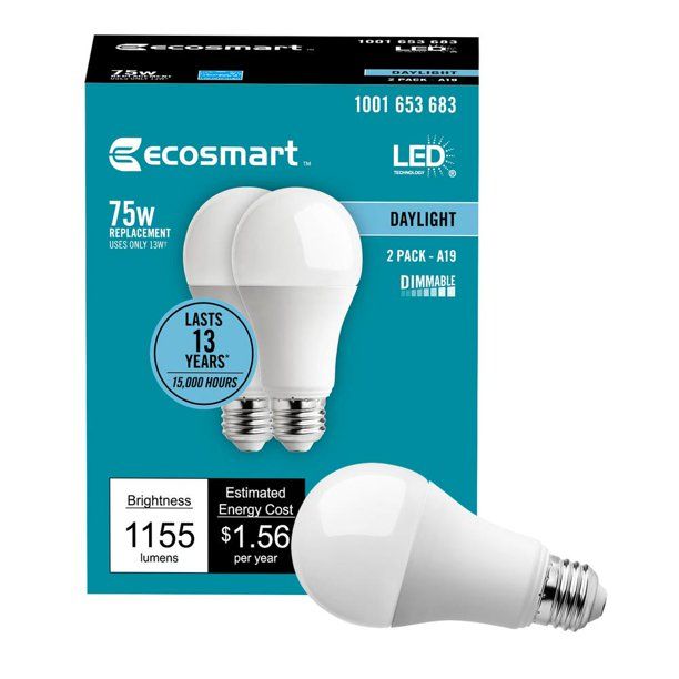 Photo 1 of EcoSmart 75-Watt Equivalent A19 Dimmable Energy Star LED Light Bulb Daylight
