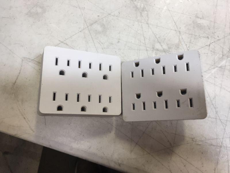 Photo 2 of 2 PACK Commercial Electric 15 Amp 6-Outlet Grounded AC/DC Adapters, White
