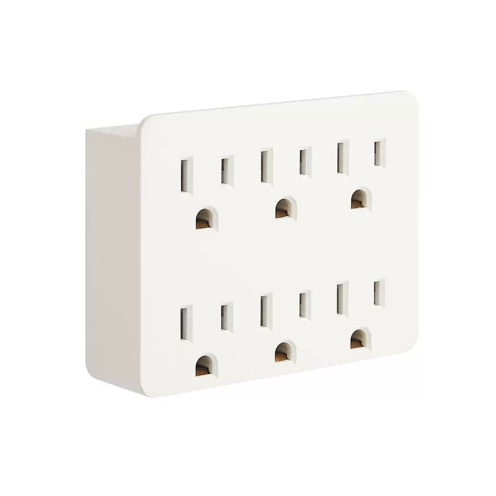 Photo 1 of 2 PACK Commercial Electric 15 Amp 6-Outlet Grounded AC/DC Adapters, White
